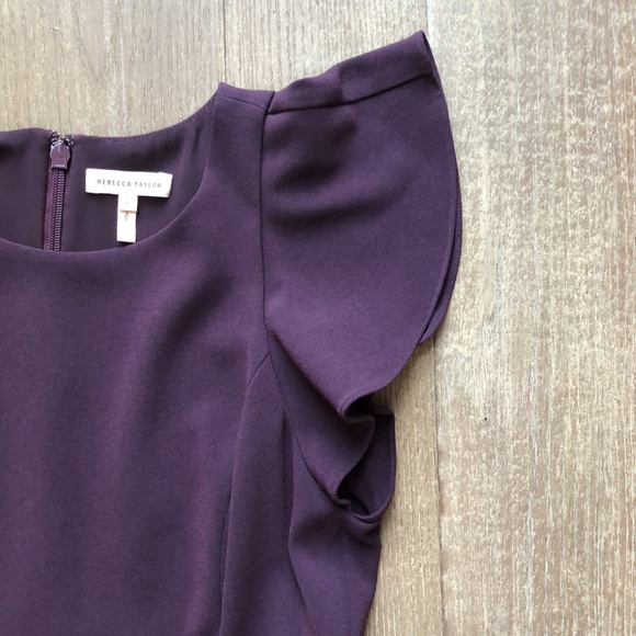 NWOT Rebecca Taylor Short Sleeve Crepe Ruffle Dress - Picture 8 of 15